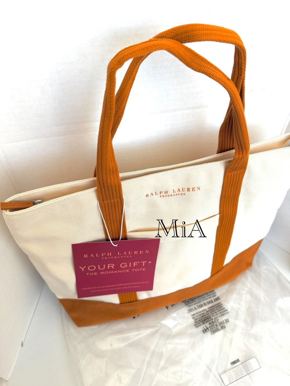 Ralph Lauren Fragrance Tote Bag / Beach Bag / Travel bag (Beige Brown Canvas) - Picture 4 of 6